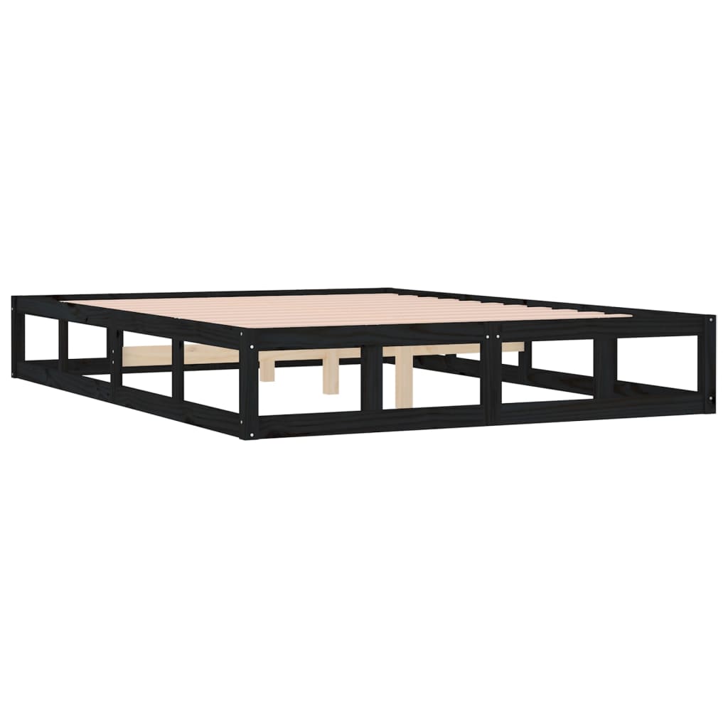 Cadre de lit sans matelas noir 180x200 cm bois massif - XIOS