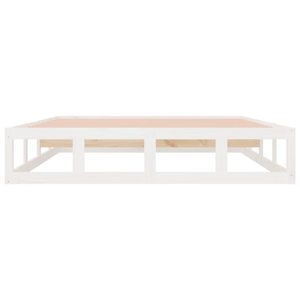 Cadre de lit sans matelas blanc 200x200 cm bois massif - XIOS
