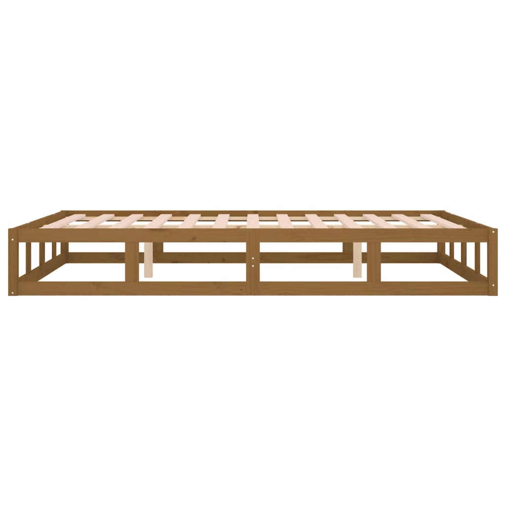 Cadre de lit sans matelas marron miel 200x200 cm bois massif - XIOS