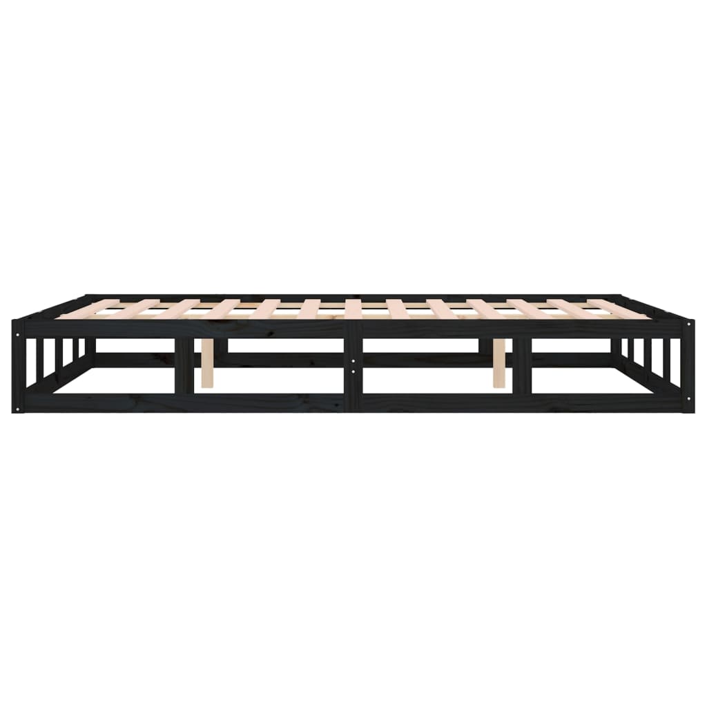 Cadre de lit sans matelas noir 200x200 cm bois massif - XIOS
