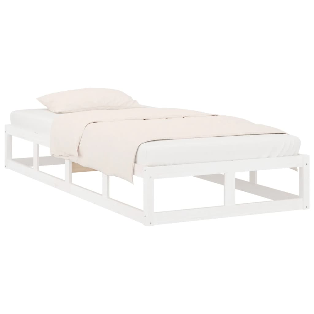 Cadre de lit sans matelas blanc 75x190 cm bois massif - XIOS