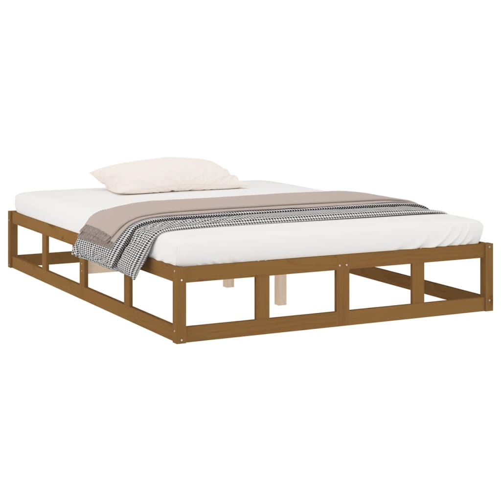 Cadre de lit sans matelas marron miel 120x190 cm bois massif - XIOS