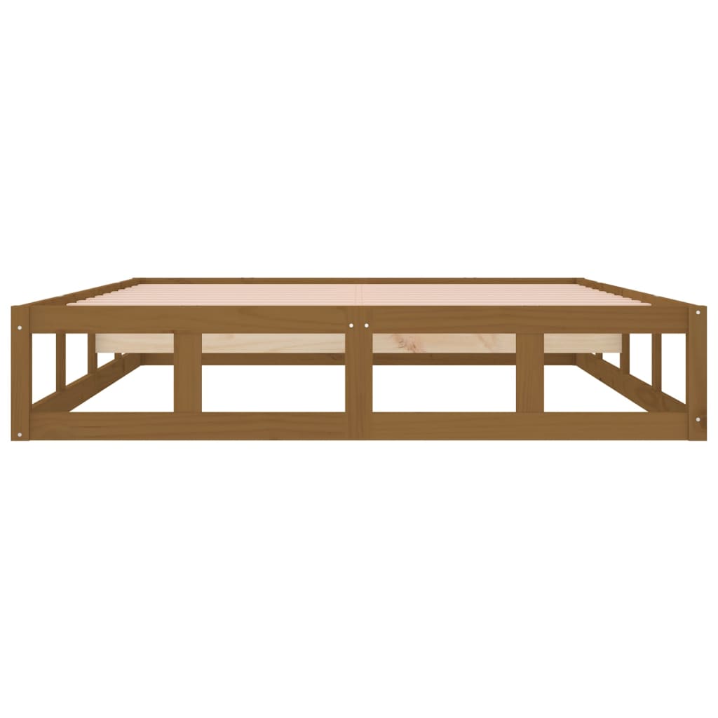 Cadre de lit sans matelas marron miel 120x190 cm bois massif - XIOS