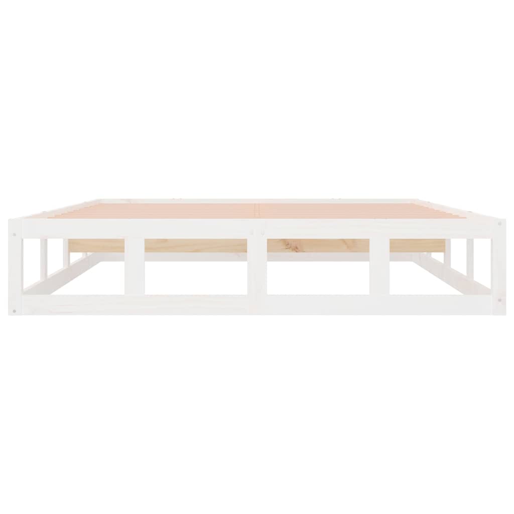 Cadre de lit sans matelas blanc 135x190 cm bois massif - XIOS