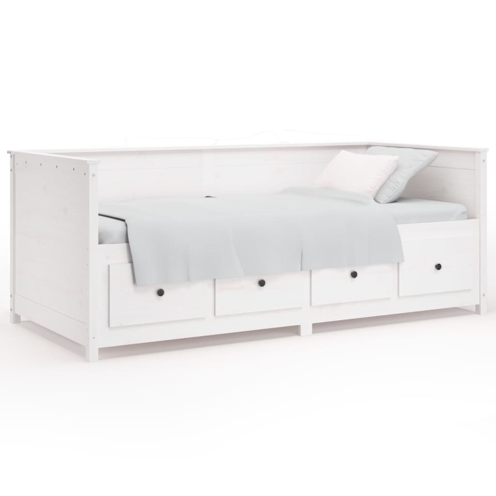 Lit de jour sans matelas blanc 90x200 cm bois de pin massif - XIOS