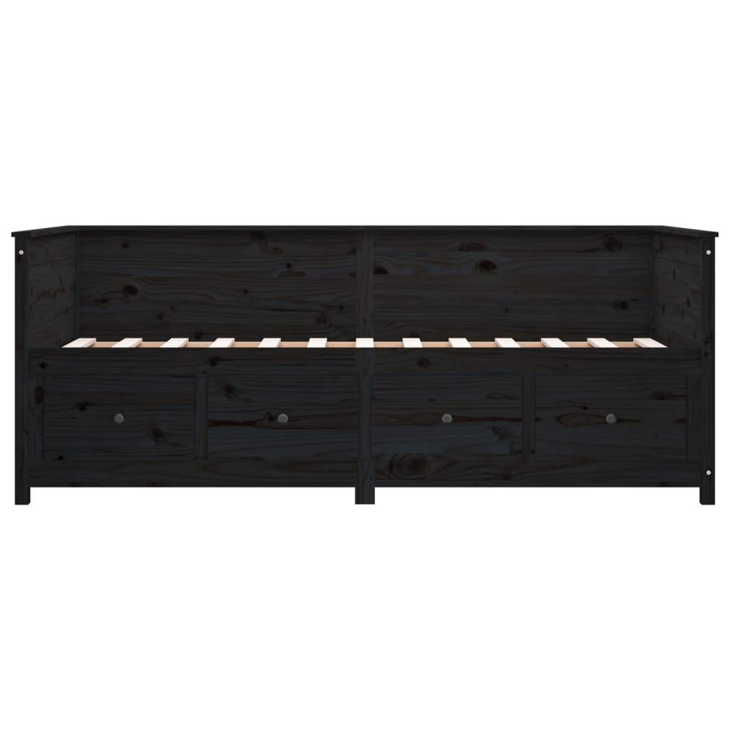 Lit de jour sans matelas noir 90x200 cm bois de pin massif - XIOS
