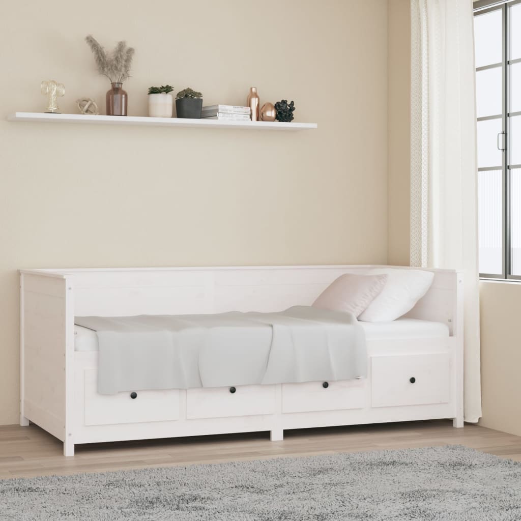 Lit de jour sans matelas blanc 80x200 cm bois de pin massif - XIOS