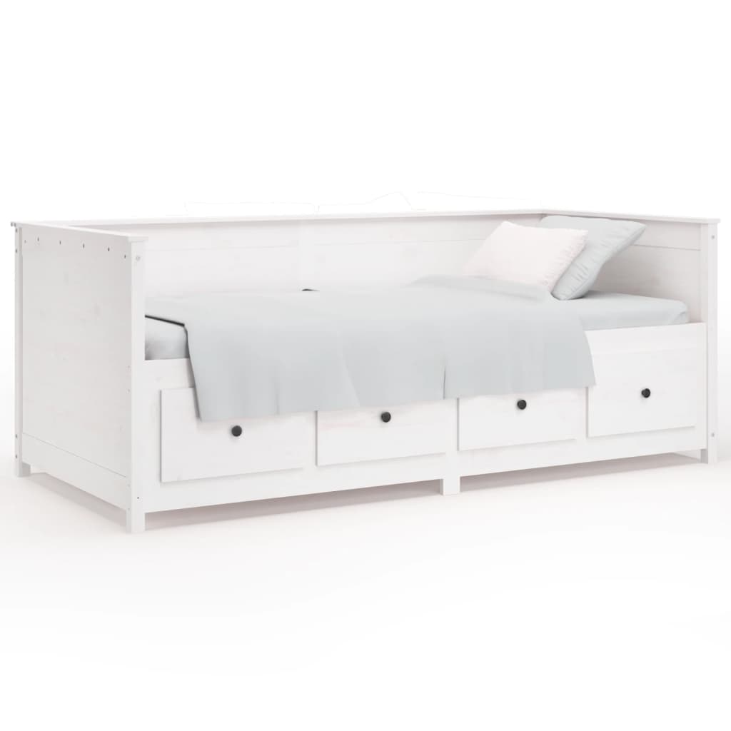 Lit de jour sans matelas blanc 90x190 cm bois de pin massif - XIOS