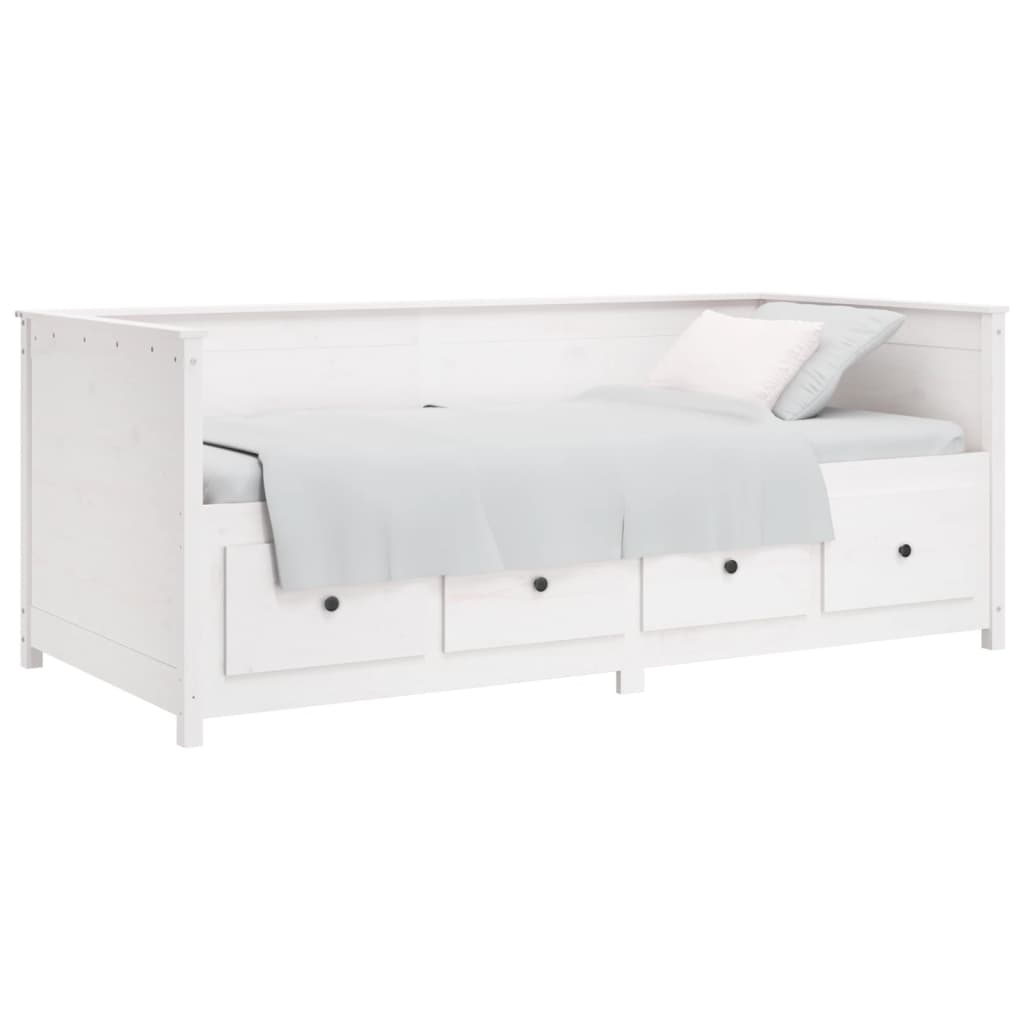 Lit de jour sans matelas blanc 90x190 cm bois de pin massif - XIOS