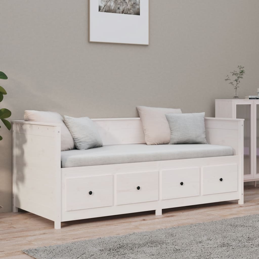 Lit de jour sans matelas blanc 90x190 cm bois de pin massif - XIOS