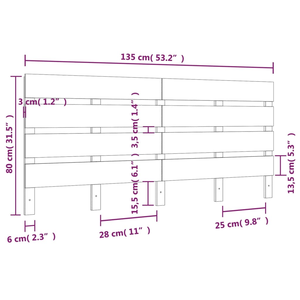 Tête de lit Blanc 135x3x80 cm Bois massif de pin - XIOS