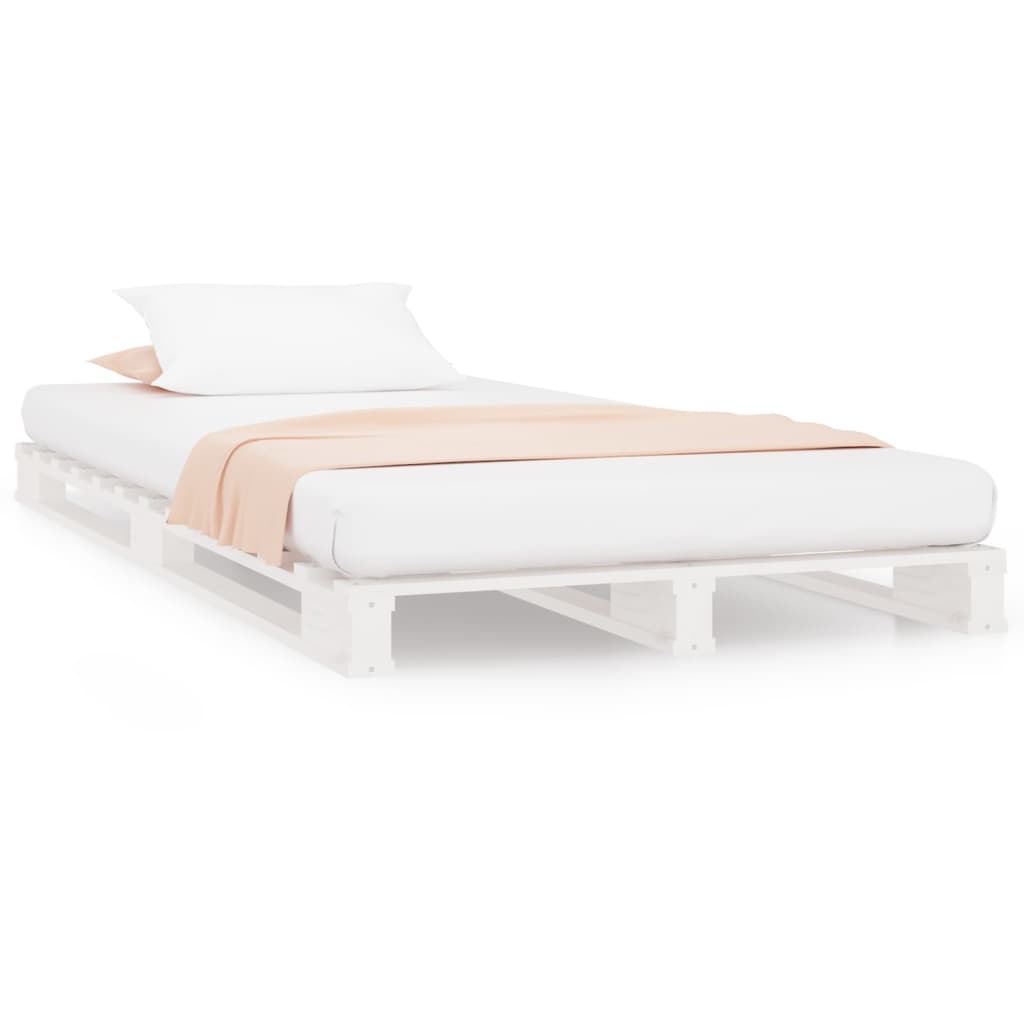 Lit de palette blanc 100x200 cm bois de pin massif - XIOS