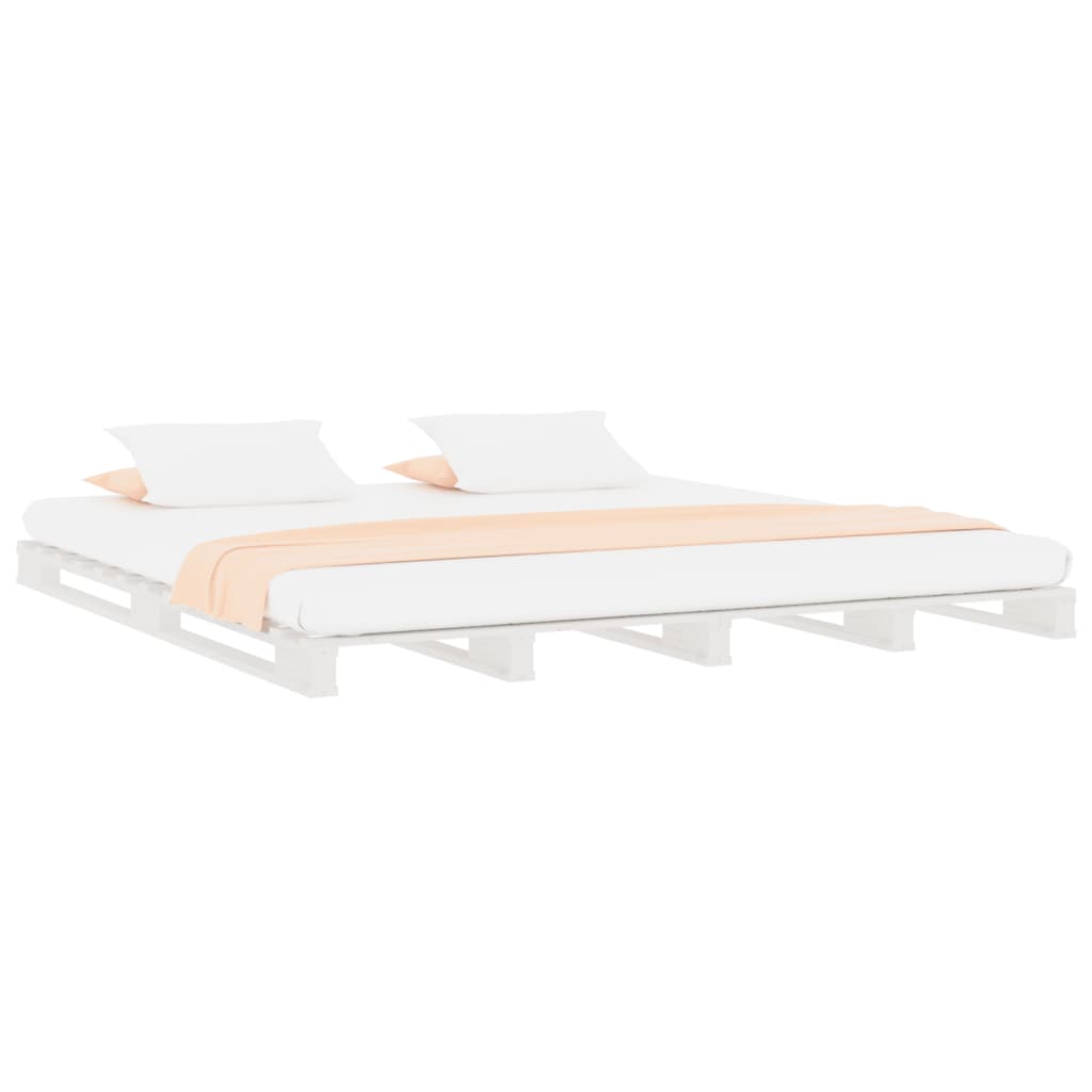 Lit de palette blanc 180x200 cm bois de pin massif très grand - XIOS