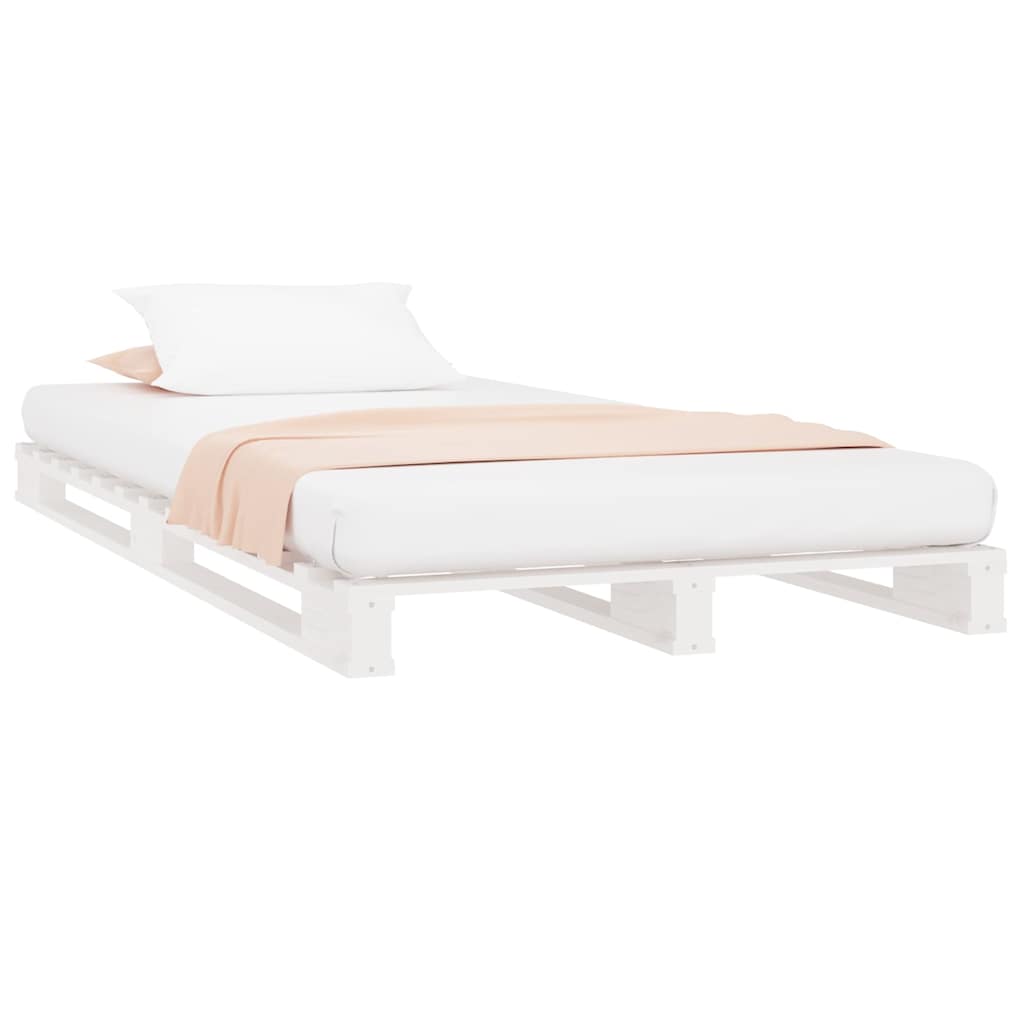 Lit de palette Blanc 90x190 cm Bois de pin massif Simple - XIOS