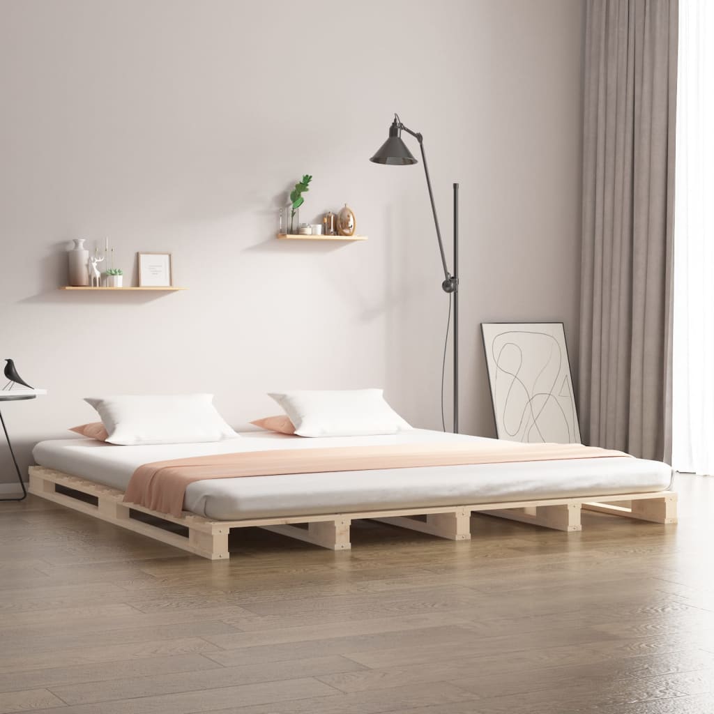 Lit de palette 140x190 cm bois de pin massif - XIOS