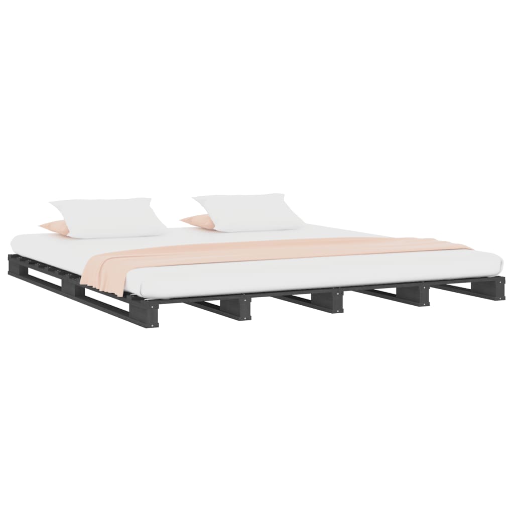 Lit de palette sans matelas gris 140x190 cm bois massif - XIOS