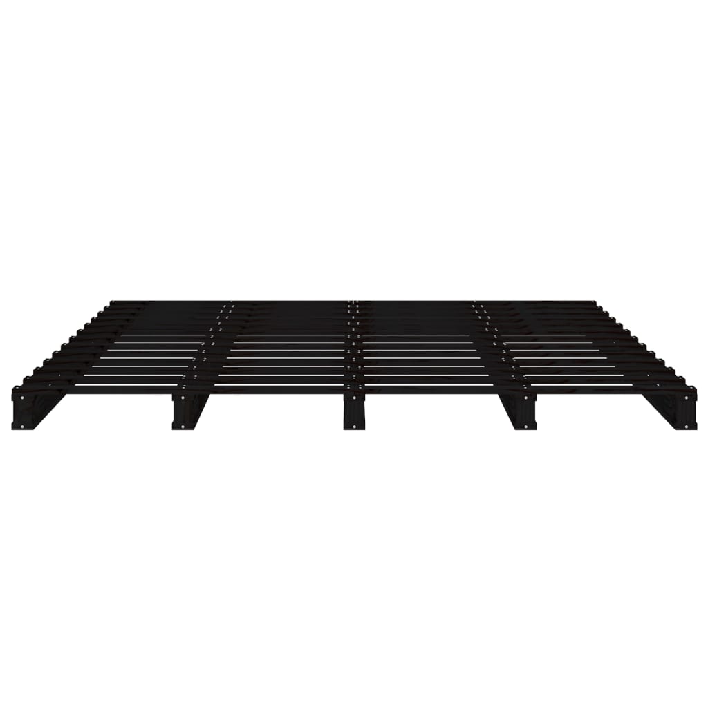 Lit de palette sans matelas noir 140x190 cm bois massif - XIOS