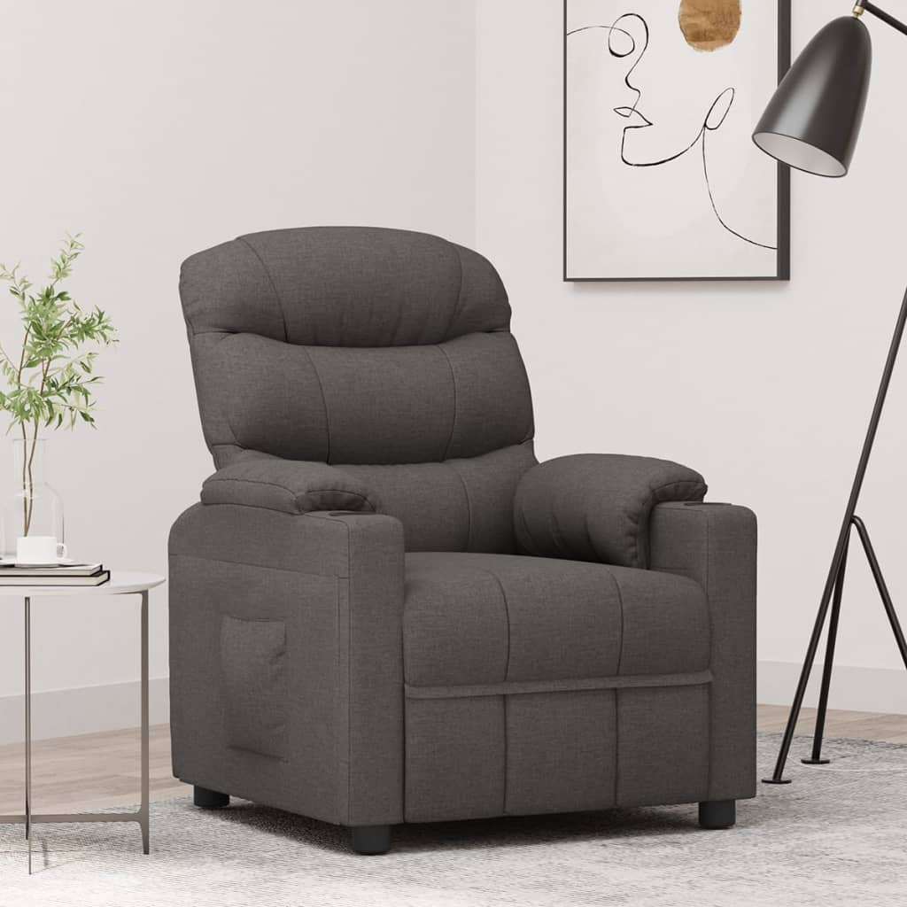 Fauteuil inclinable Gris foncé Tissu Fauteuils vidaXL