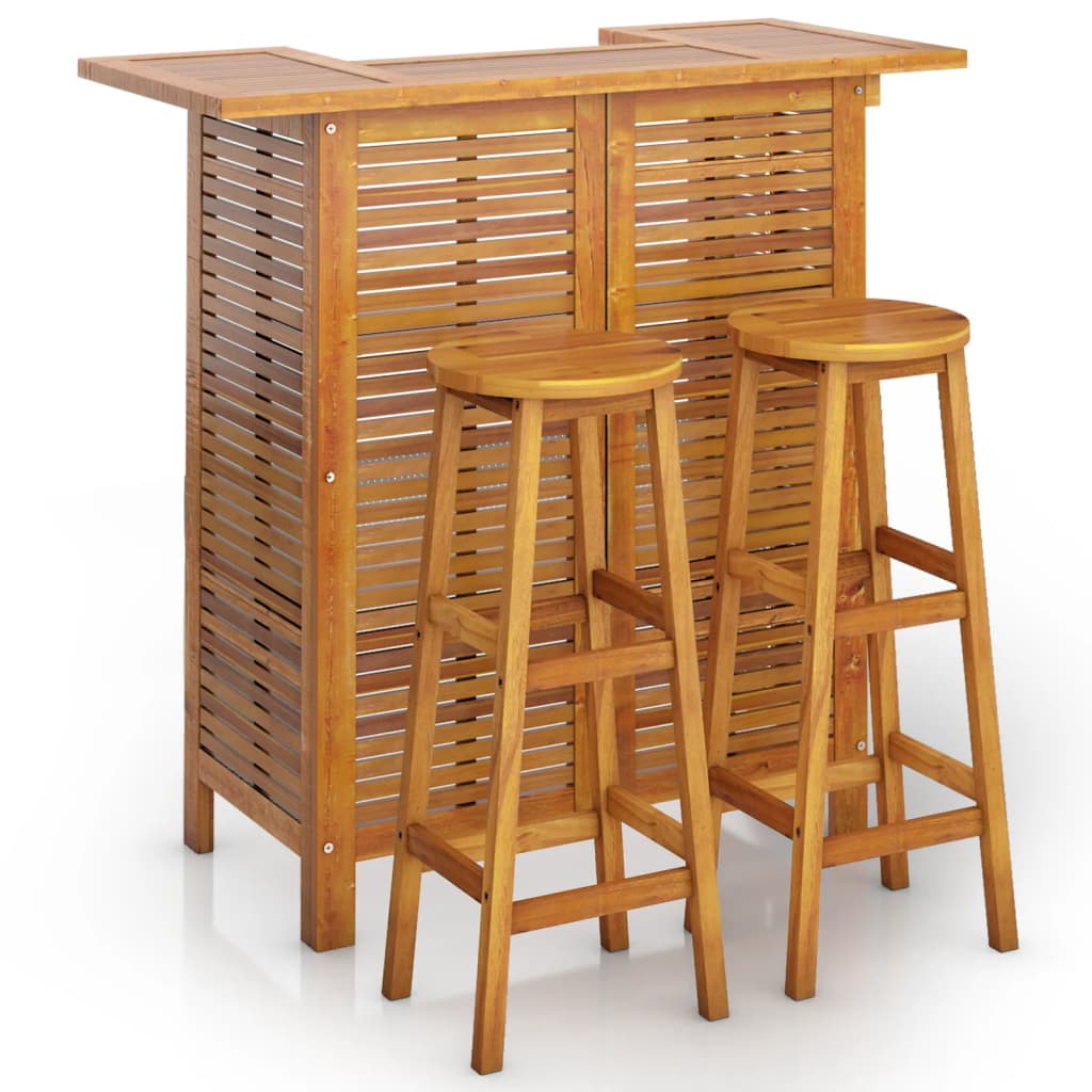 Ensemble de bar de jardin 3 pcs Bois d'acacia solide