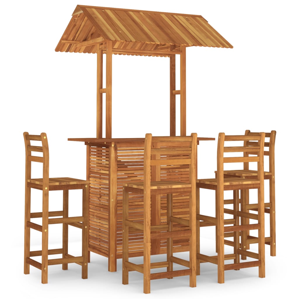 Ensemble de bar de jardin 5 pcs Bois d'acacia solide
