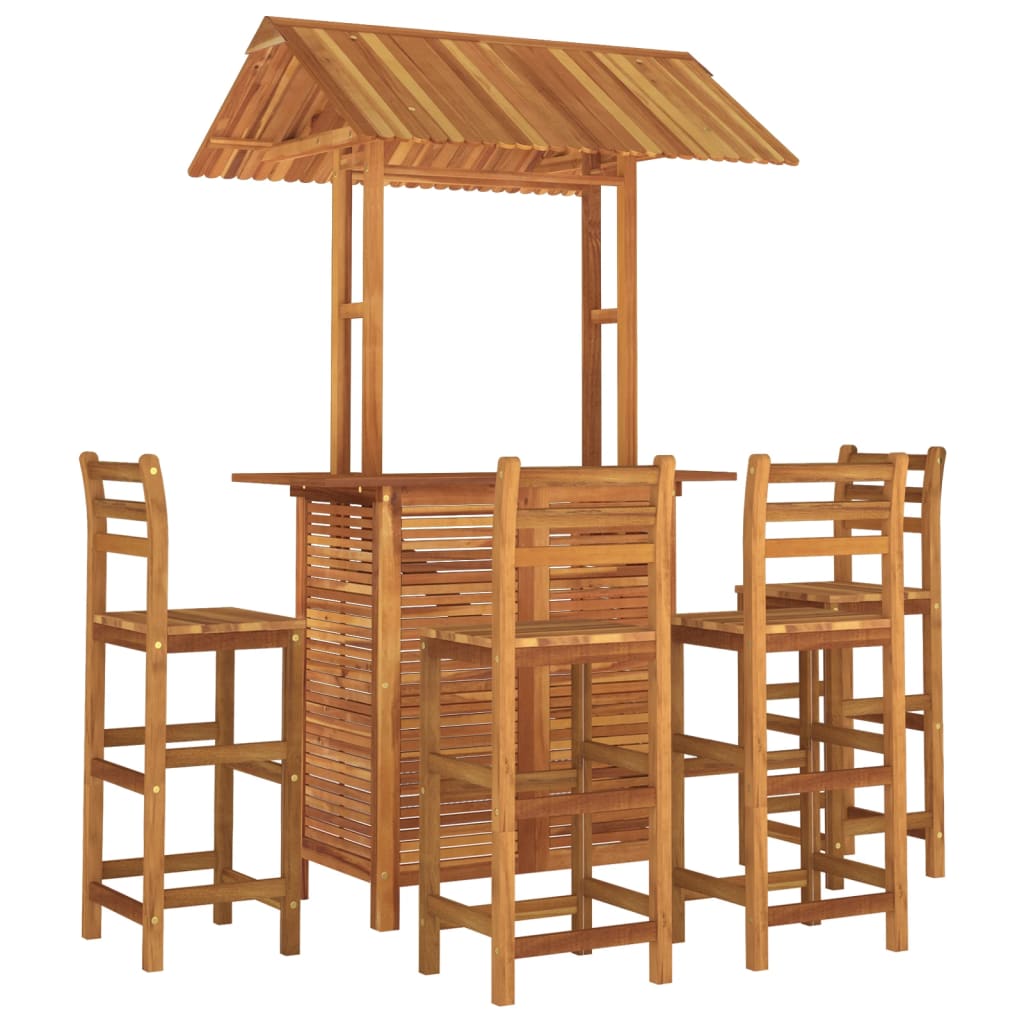 Ensemble de bar de jardin 5 pcs Bois d'acacia solide