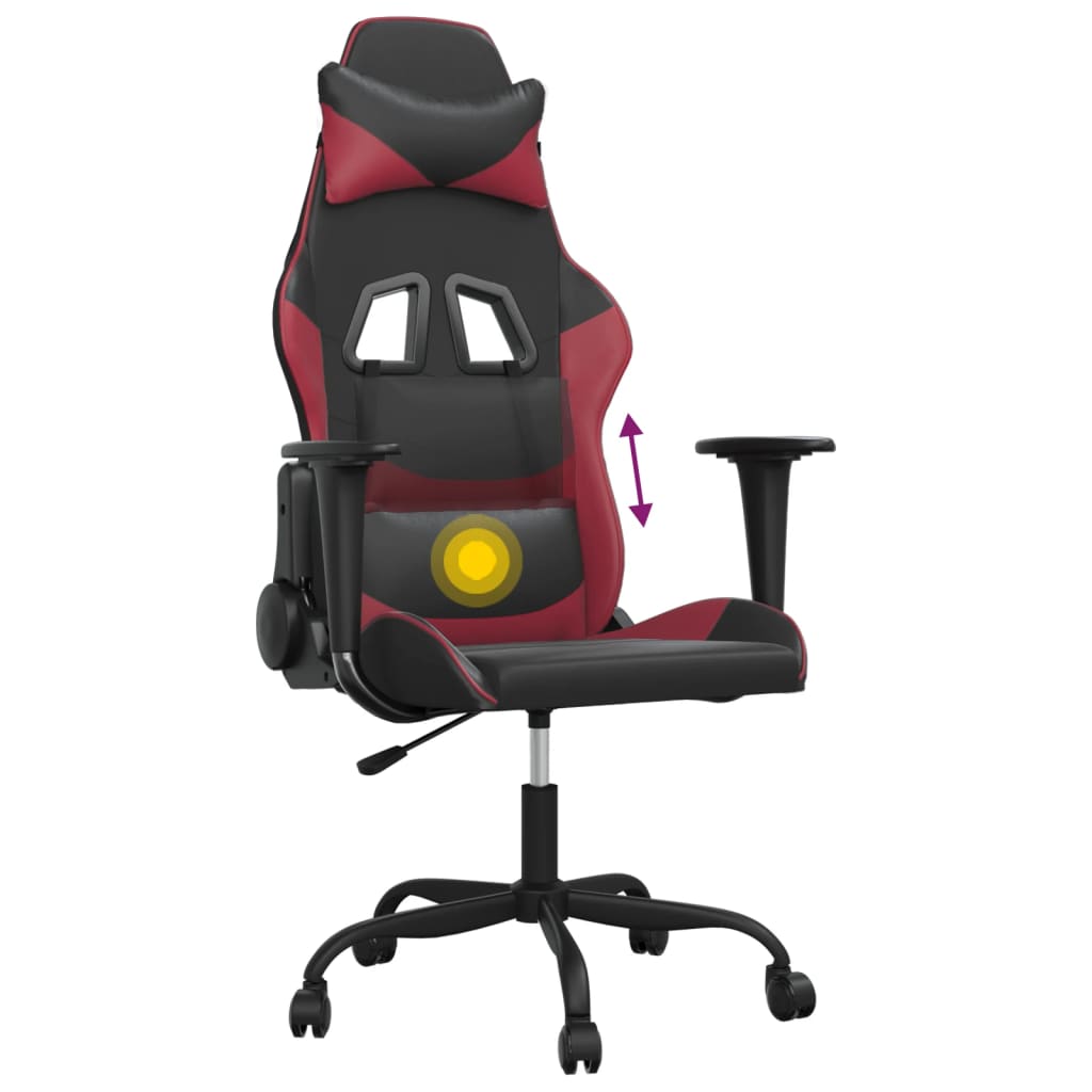 Chaise de jeu de massage Noir et rouge bordeaux Similicuir - XIOS