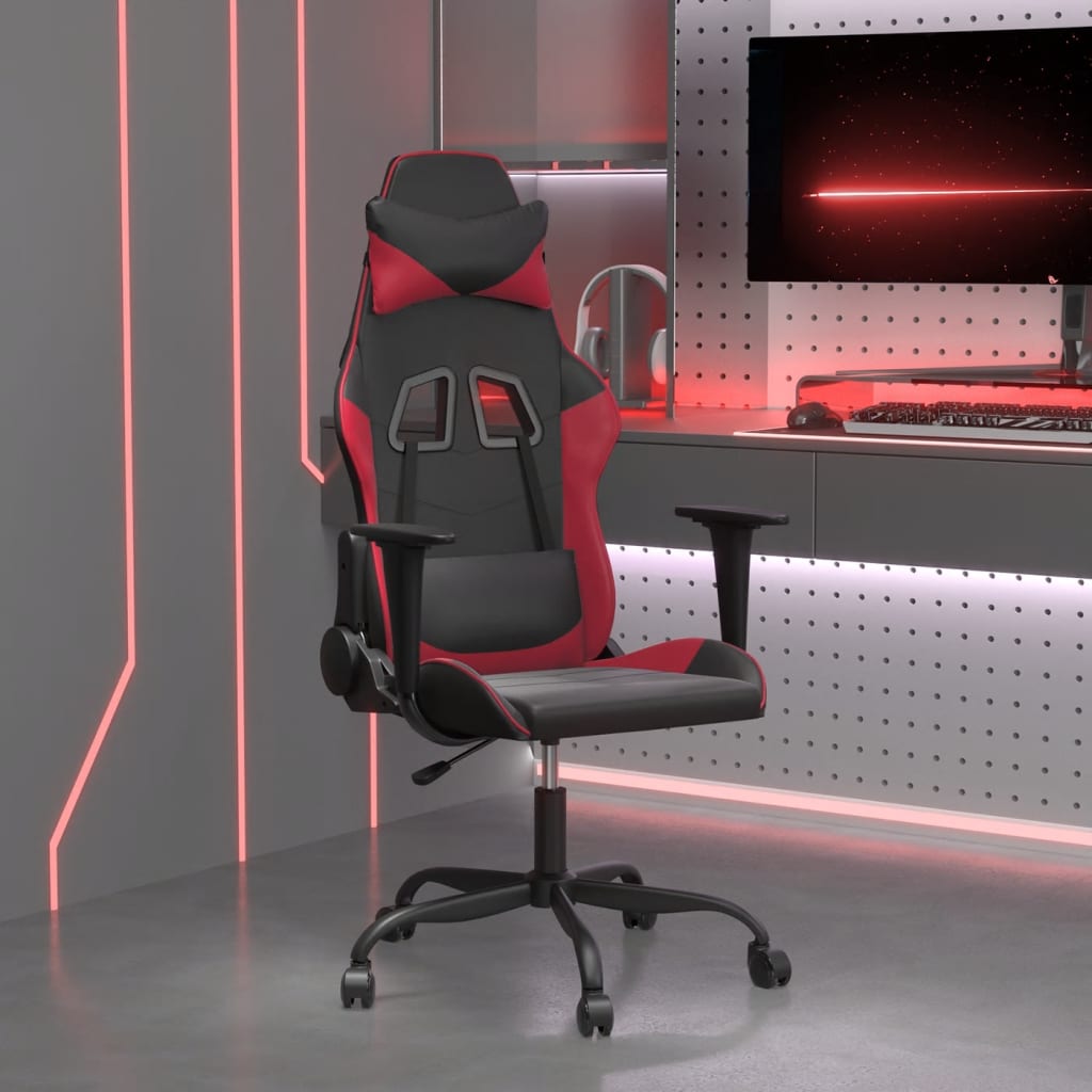 Chaise de jeu de massage Noir et rouge bordeaux Similicuir - XIOS