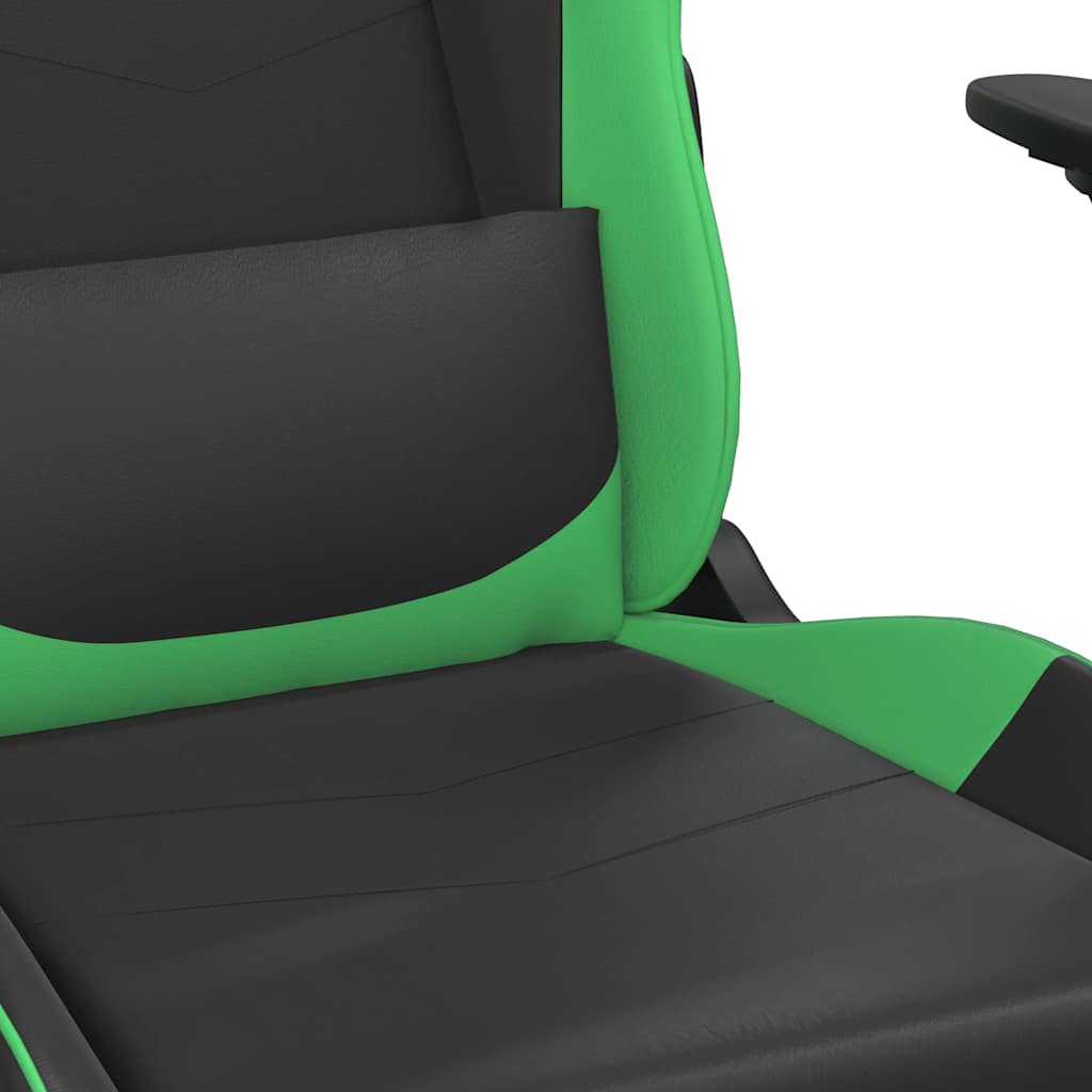 Chaise de jeu de massage et repose-pied Noir et vert Similicuir - XIOS