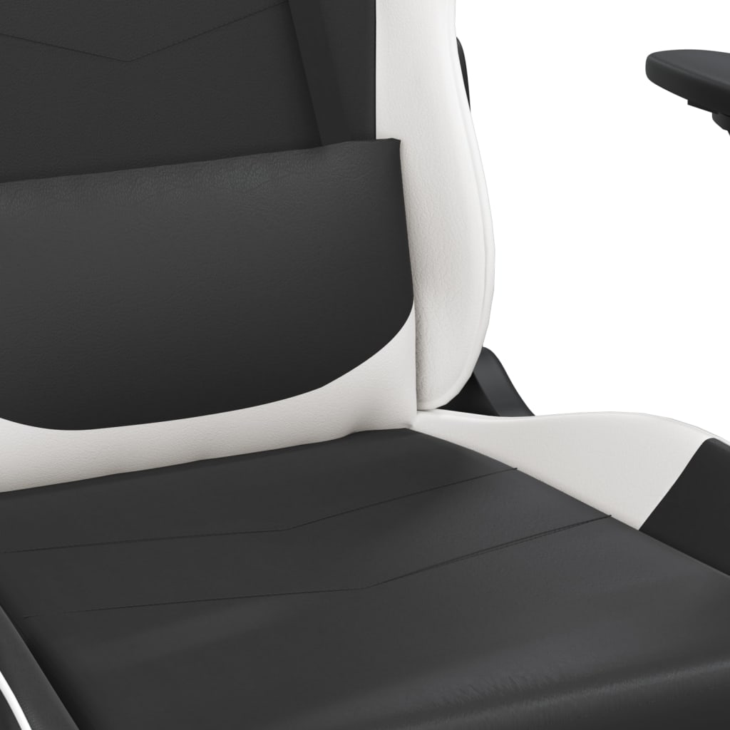 Chaise de jeu de massage avec repose-pied Noir&Blanc Similicuir - XIOS