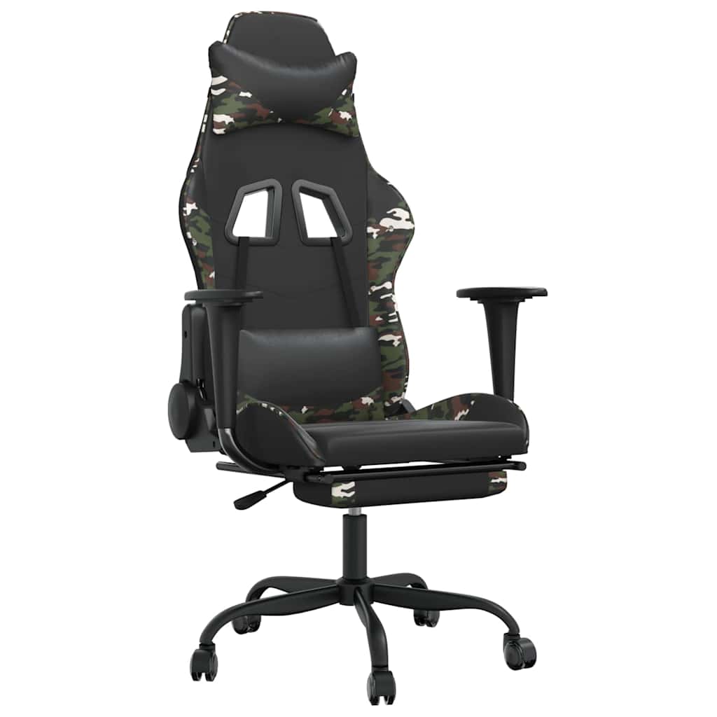Chaise de jeu de massage repose-pied Noir&Camouflage Similicuir - XIOS