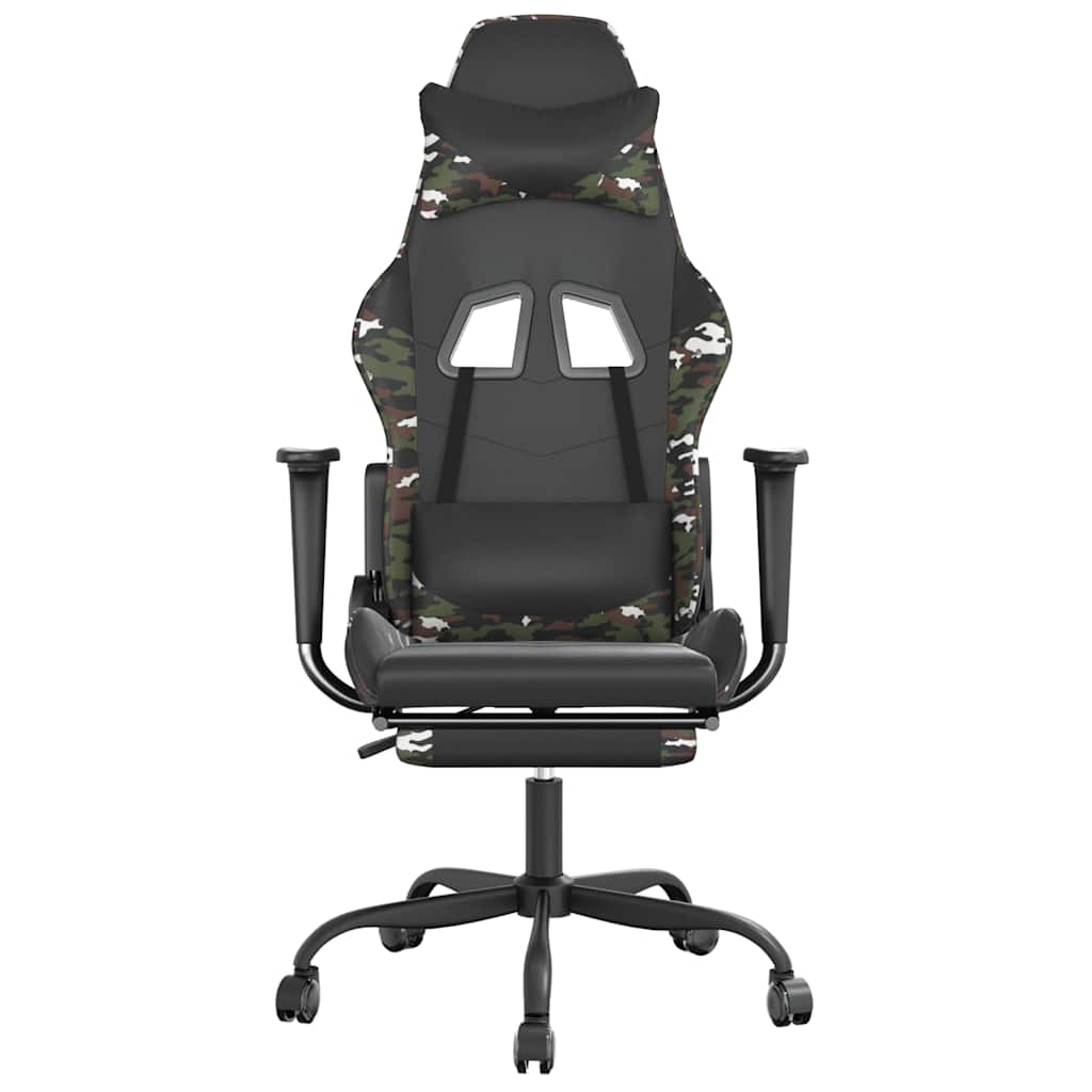 Chaise de jeu de massage repose-pied Noir&Camouflage Similicuir - XIOS