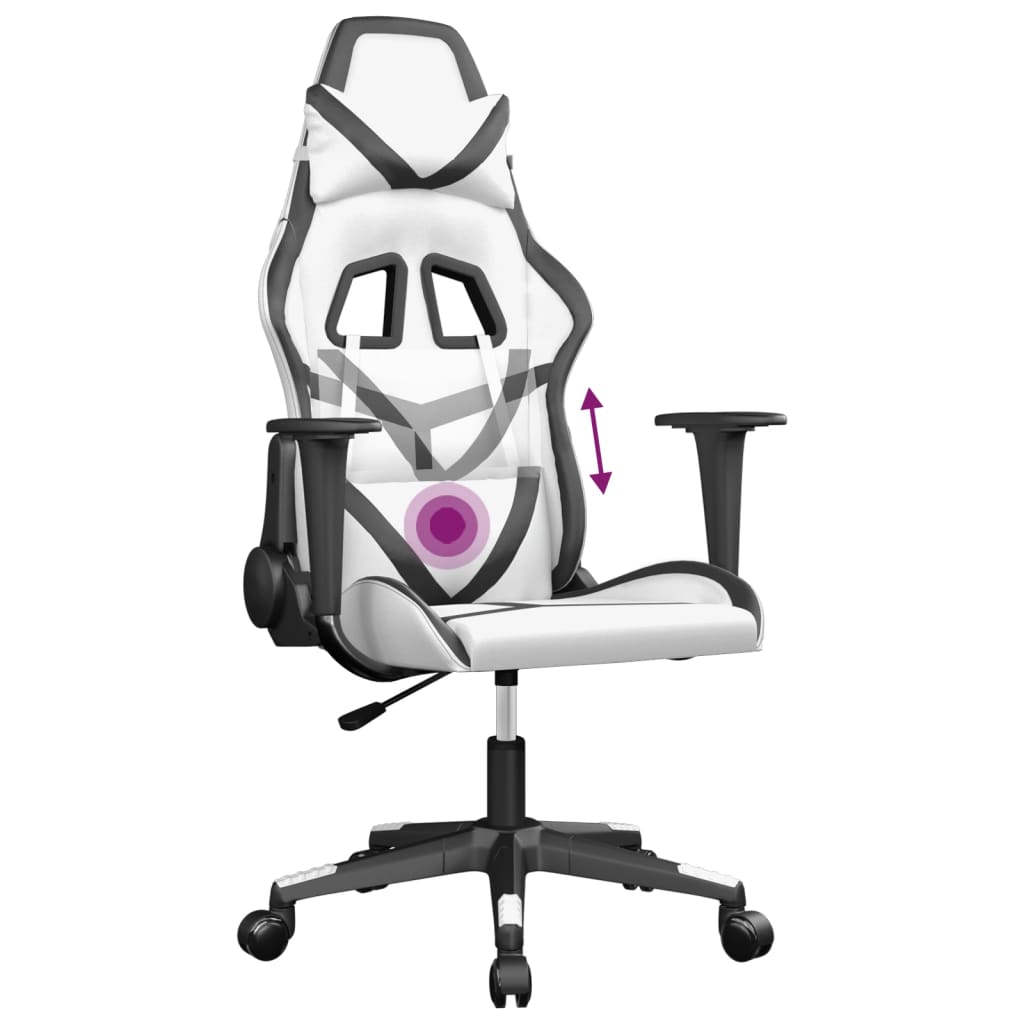 Chaise de jeu de massage Blanc et noir Similicuir - XIOS