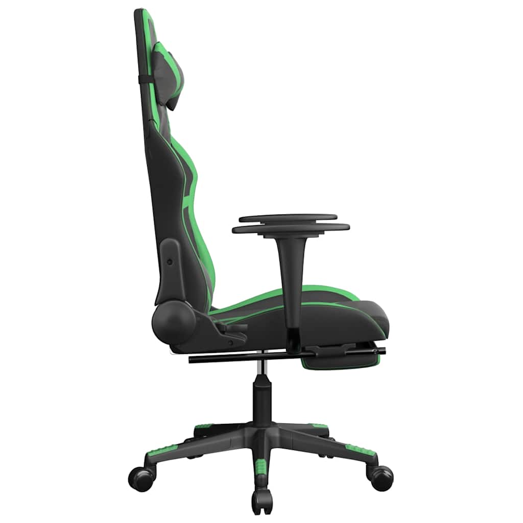 Chaise de jeu de massage avec repose-pied Noir&Vert Similicuir - XIOS