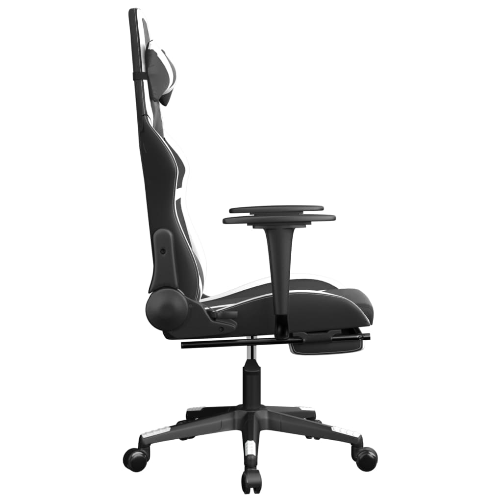Chaise de jeu de massage avec repose-pied Noir&Blanc Similicuir - XIOS
