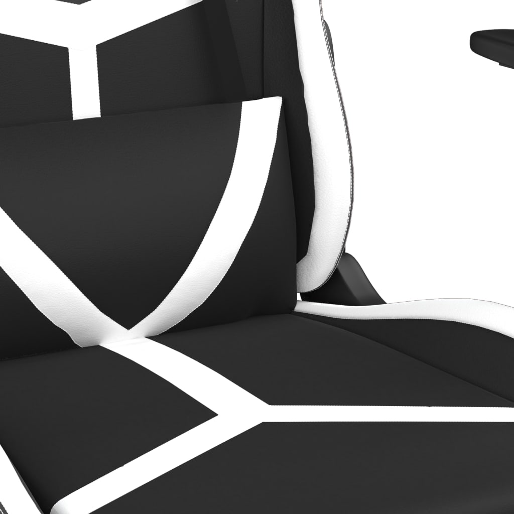 Chaise de jeu de massage avec repose-pied Noir&Blanc Similicuir - XIOS