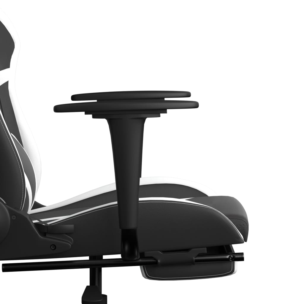 Chaise de jeu de massage avec repose-pied Noir&Blanc Similicuir - XIOS