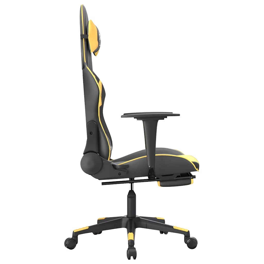 Chaise de jeu de massage et repose-pied Noir doré Similicuir - XIOS