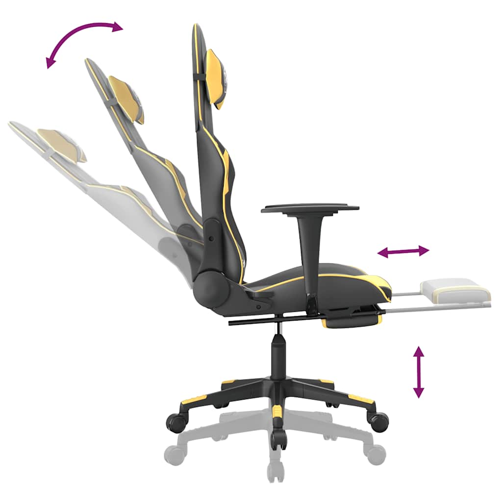 Chaise de jeu de massage et repose-pied Noir doré Similicuir - XIOS