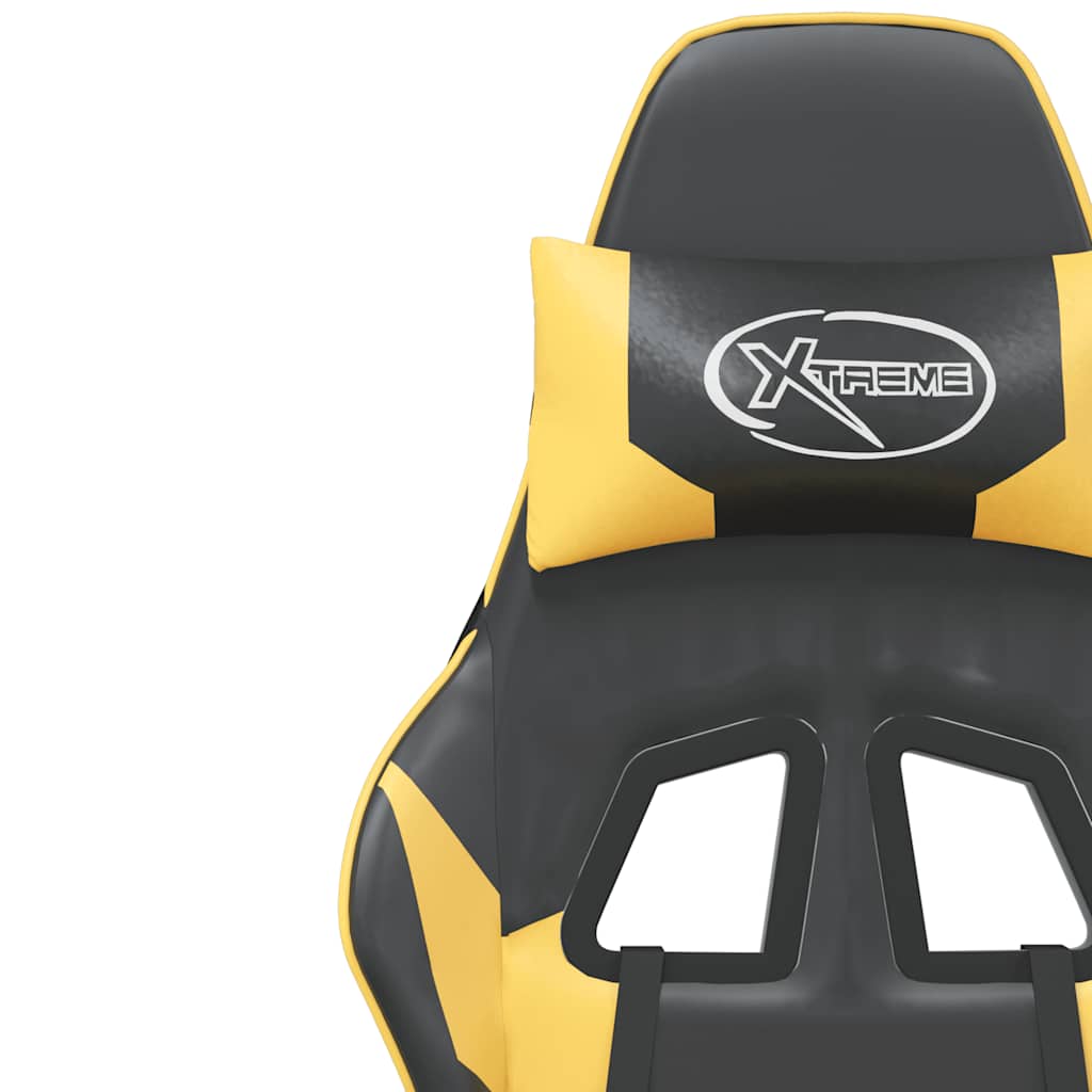 Chaise de jeu de massage et repose-pied Noir doré Similicuir - XIOS