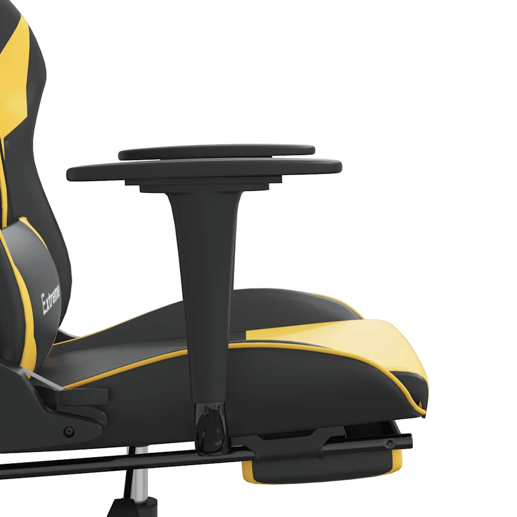 Chaise de jeu de massage et repose-pied Noir doré Similicuir - XIOS