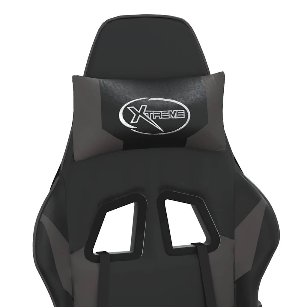 Chaise de jeu de massage et repose-pied Noir et gris Similicuir - XIOS