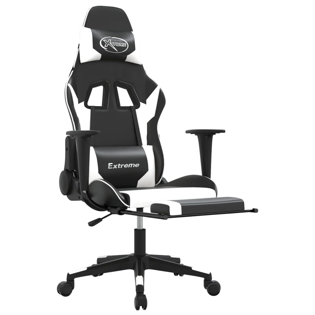 Chaise de jeu de massage et repose-pied Noir blanc Similicuir - XIOS