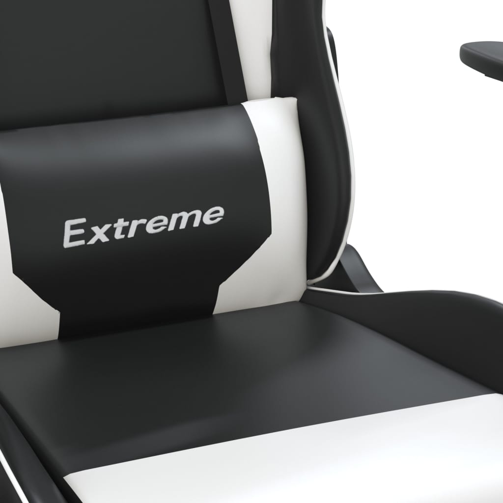 Chaise de jeu de massage et repose-pied Noir blanc Similicuir - XIOS