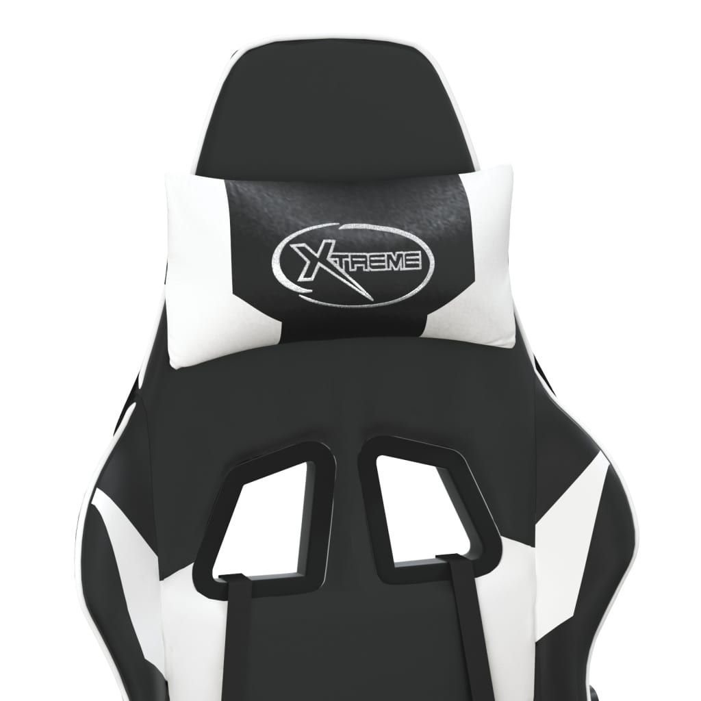 Chaise de jeu de massage et repose-pied Noir blanc Similicuir - XIOS