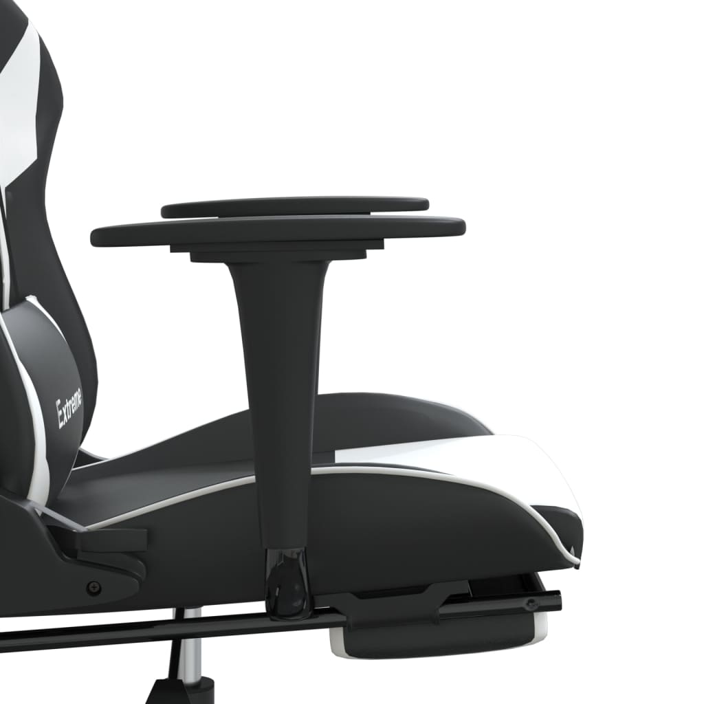 Chaise de jeu de massage et repose-pied Noir blanc Similicuir - XIOS