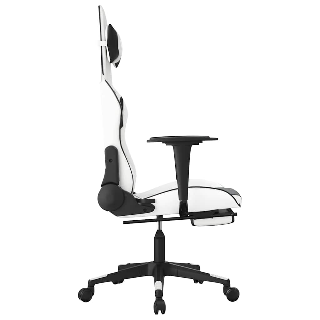 Chaise de jeu de massage avec repose-pied Blanc noir Similicuir - XIOS