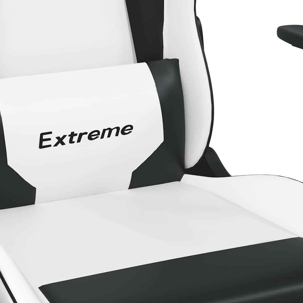 Chaise de jeu de massage avec repose-pied Blanc noir Similicuir - XIOS