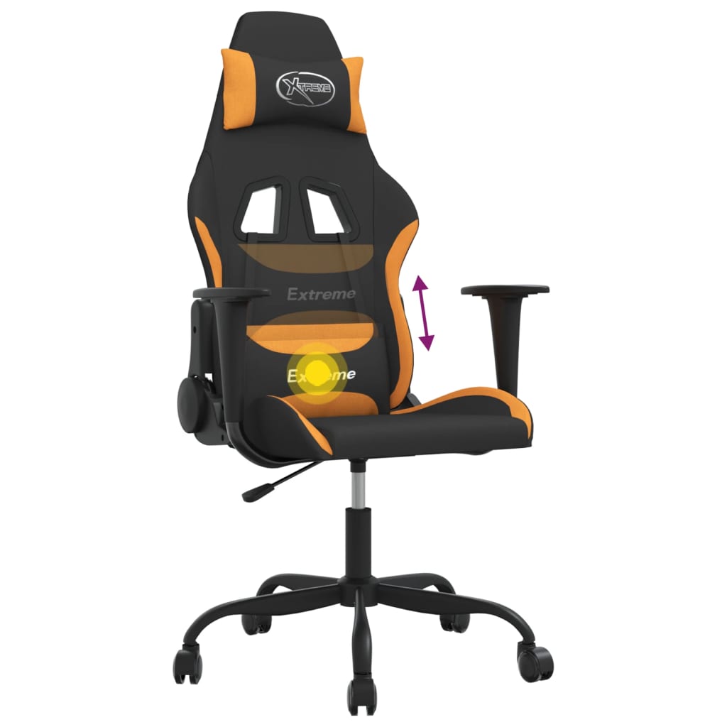 Chaise de jeu de massage Noir et orange Tissu - XIOS