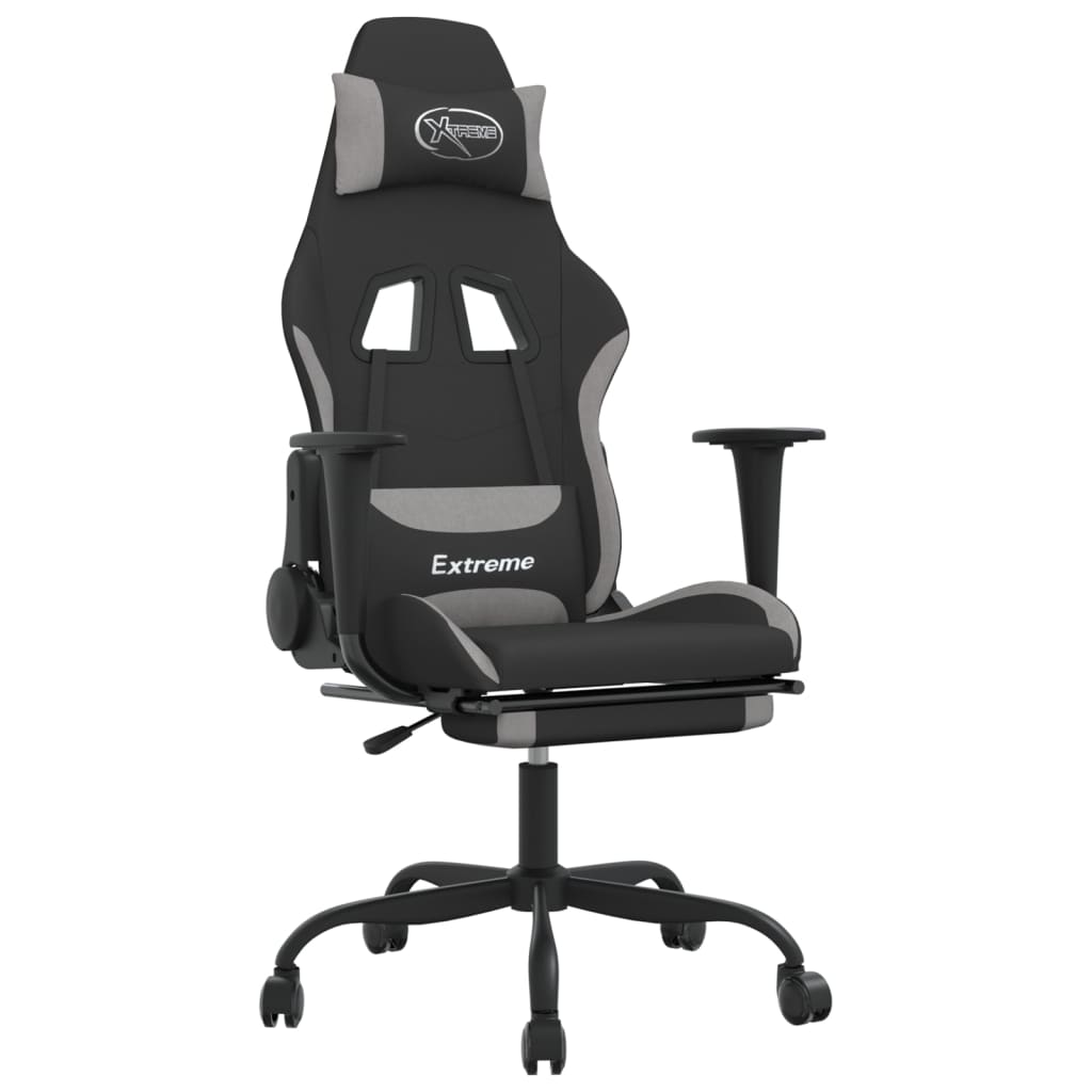 Chaise de jeu de massage repose-pied Noir et gris clair Tissu - XIOS