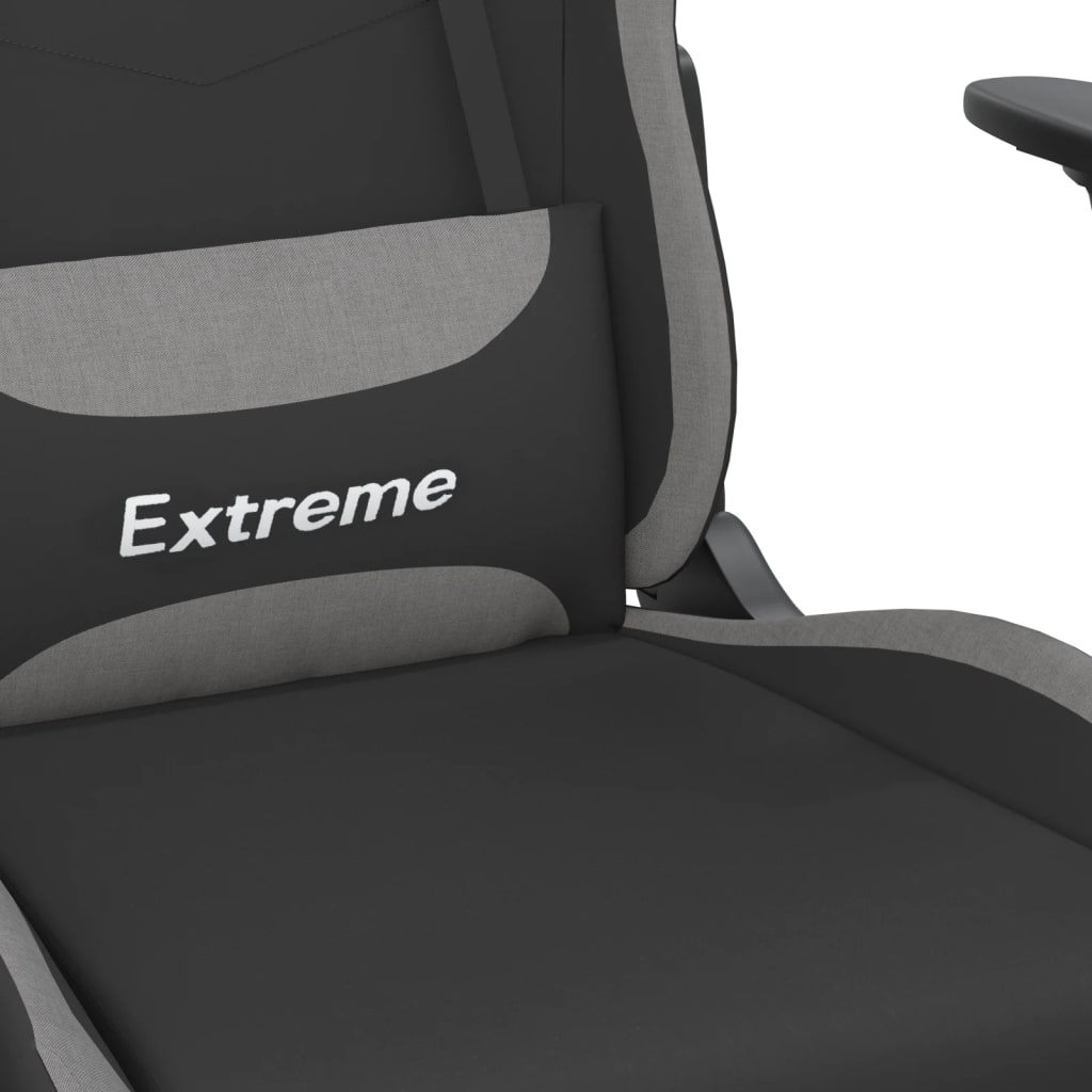 Chaise de jeu de massage repose-pied Noir et gris clair Tissu - XIOS